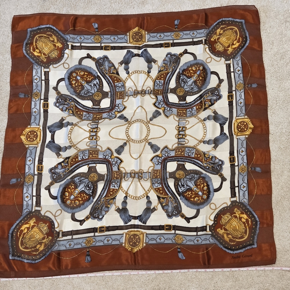 Vintage Lux Brown and Cream Elegant Scarf